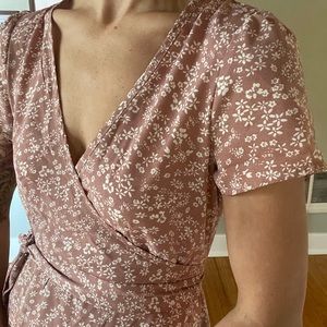 SHEIN Dusty Rose Floral Wrap Dress
